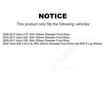 Front Semi-Metallic Rear Ceramic Pads And Disc Brake Rotors Kit For Volvo S40 V50 C70 K8A-106646