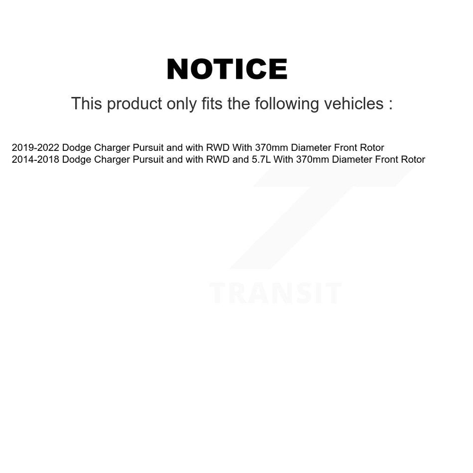 Front Disc Brake Rotors Ceramic Pad Kit For Dodge Charger With 370mm Diameter Rotor K8A-106988