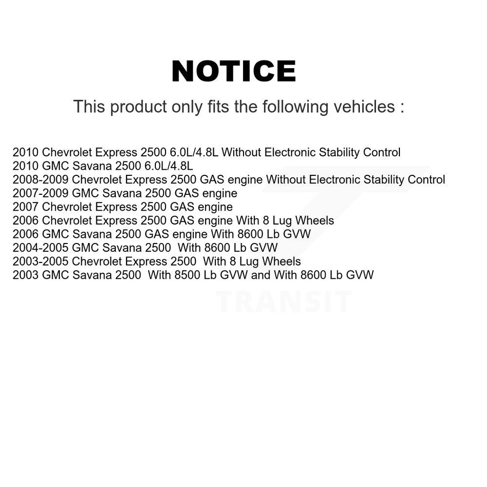 Front Rear Ceramic Pads And Disc Brake Rotors Kit For Chevrolet Express 2500 GMC Savana K8A-107347
