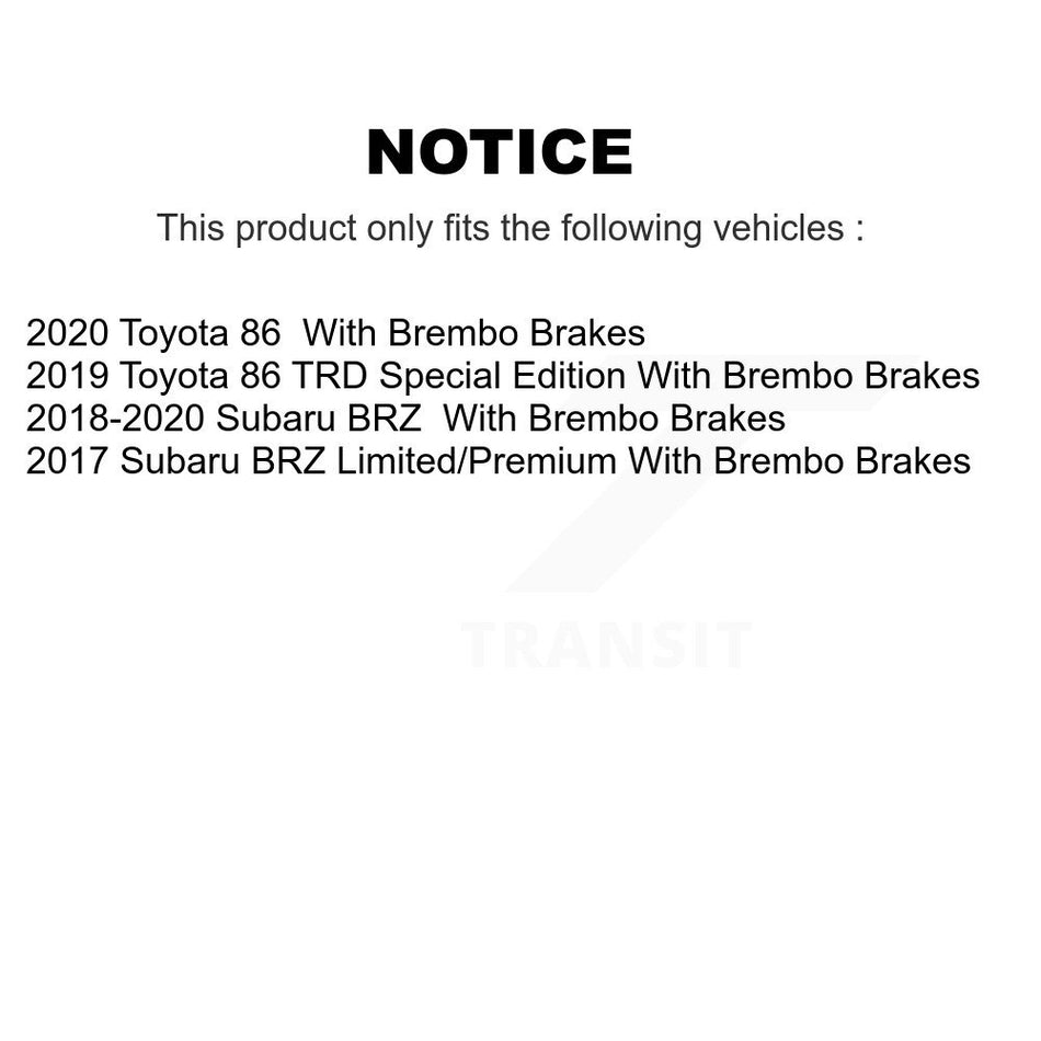 Rear Disc Brake Rotor & Semi-Metallic Pad Kit For Subaru BRZ Toyota 86 With Brembo Brakes K8A-107910