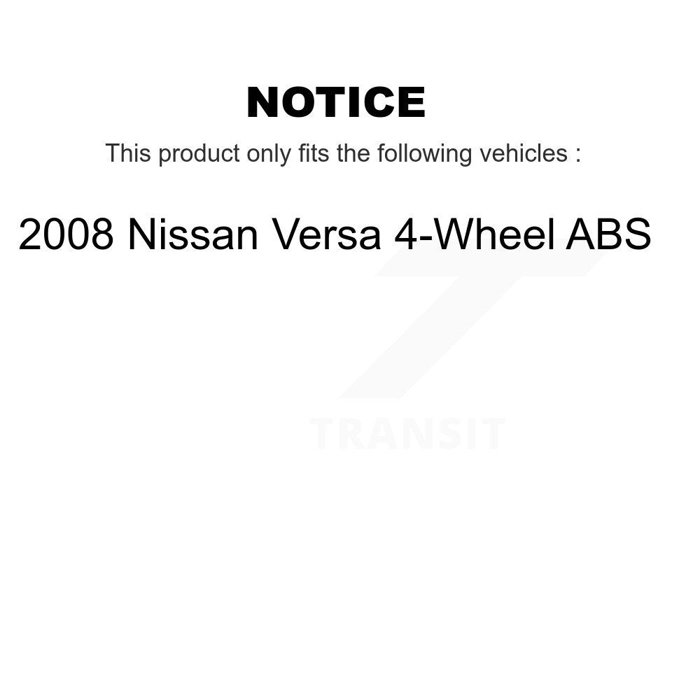 Front Rear Disc Brake Rotors Ceramic Pad Drum Kit (9Pc) For 2008 Nissan Versa 4-Wheel ABS K8A-107948