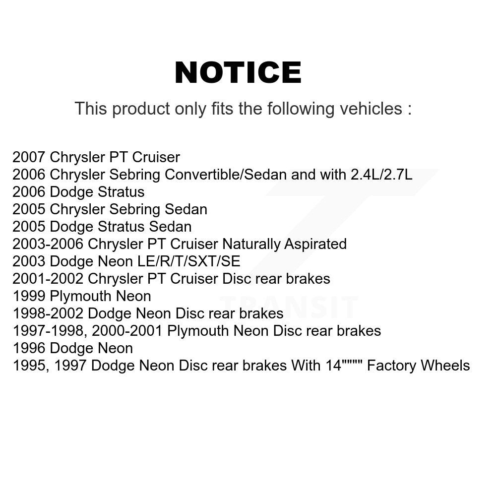 Rear Disc Rotors Semi-Metallic Pads And Parking Shoes Kit For Chrysler PT Cruiser Sebring K8A-108339