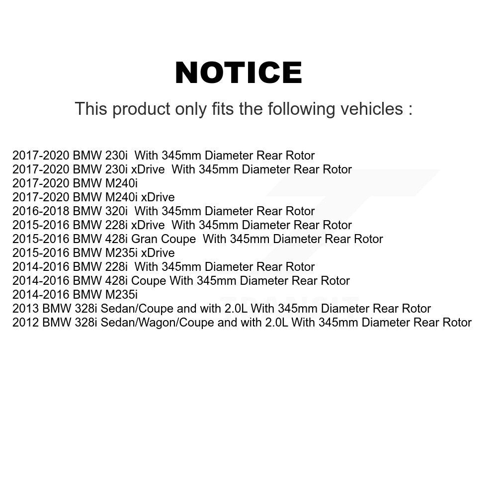 Rear Disc Rotors Semi-Metallic Pads Parking Shoes Kit For BMW 230i xDrive 228i 328i M240i K8A-108470