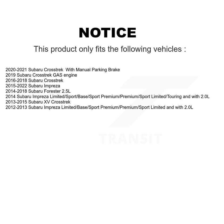 Rear Disc Rotors Ceramic Pads Parking Shoes Hardware Kit For Subaru Crosstrek Impreza XV K8A-108627