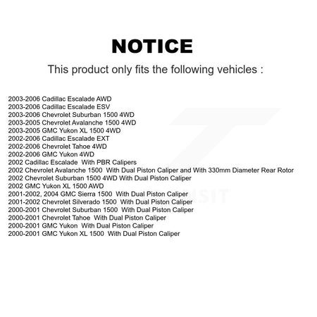 Rear Disc Rotors Ceramic Pads Parking Shoes Hardware Kit For Chevrolet GMC Sierra 1500 XL K8A-108705