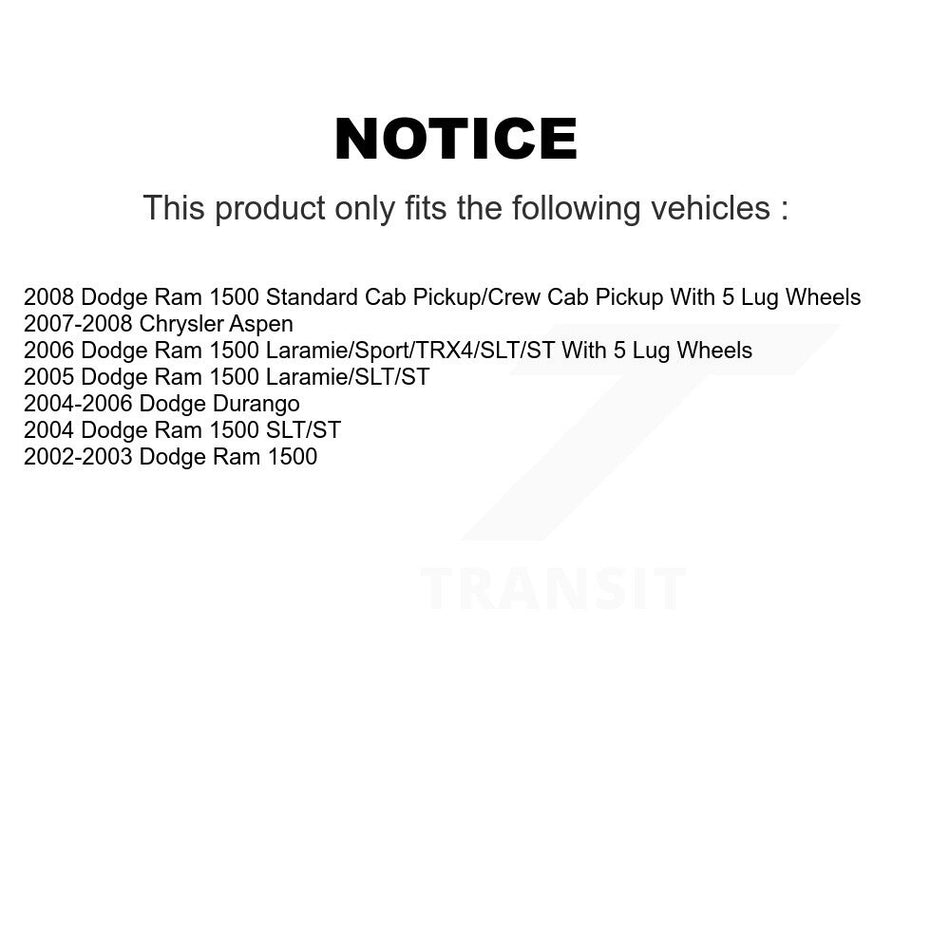 Rear Disc Rotors Semi-Metallic Pads Parking Shoes Hardware Kit For Dodge Ram 1500 Durango K8A-108773