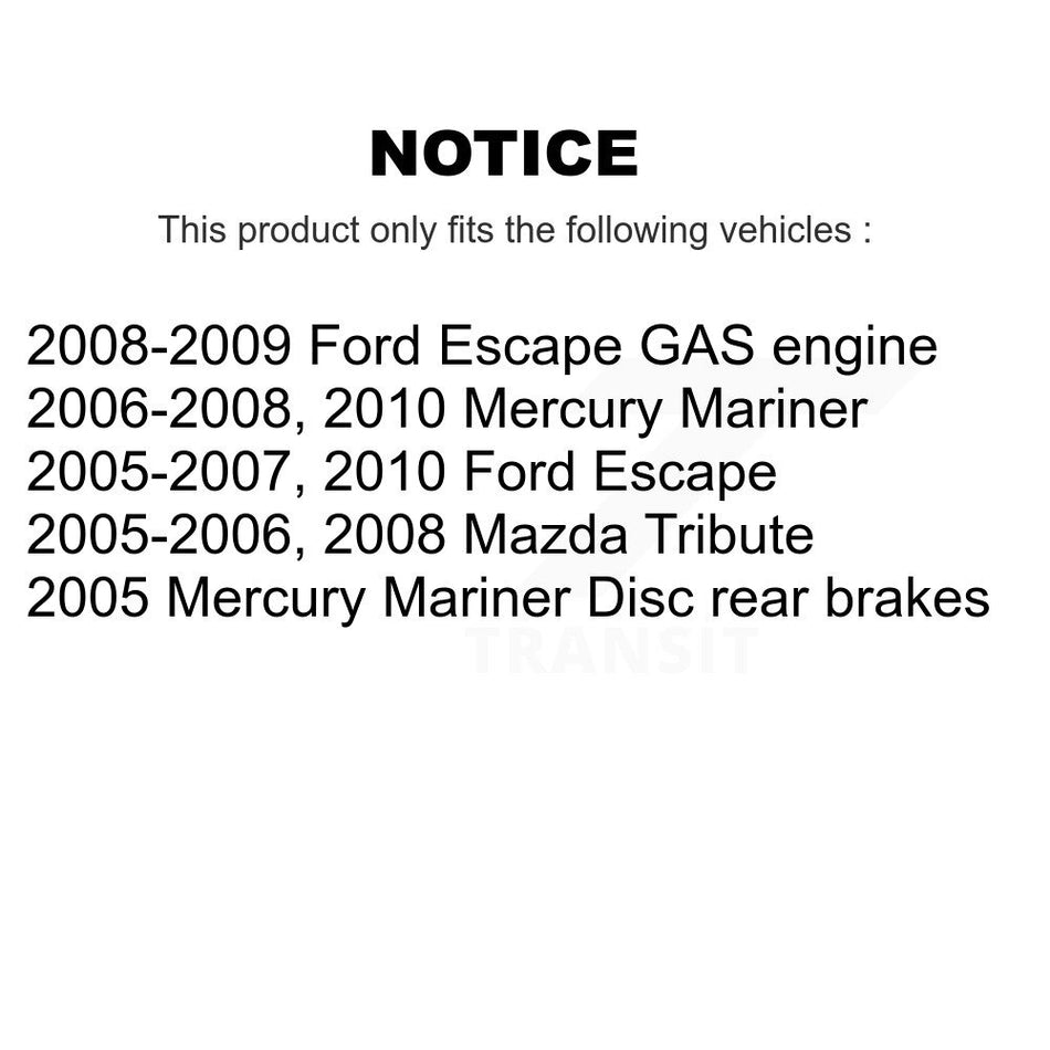 Rear Disc Rotors Semi-Metallic Pads Parking Shoes And Hardware Kit For Ford Escape Mazda K8A-108975