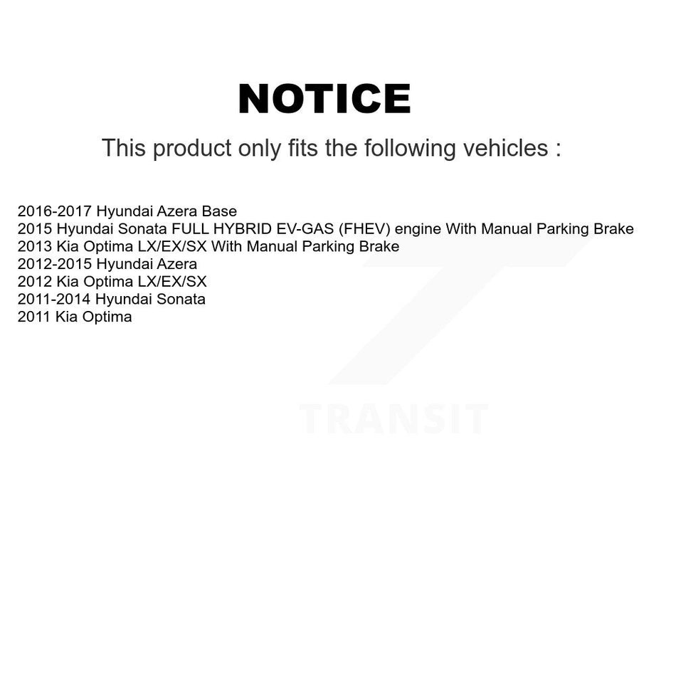 Rear Disc Rotors Ceramic Pads Parking Shoes & Hardware Kit For Hyundai Sonata Kia Optima K8A-109030
