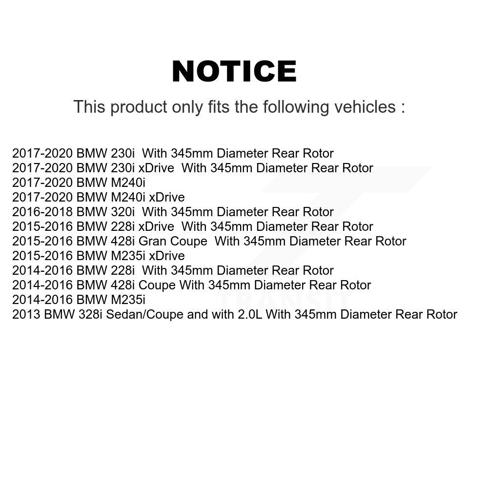 Rear Disc Rotors Semi-Metallic Pads Parking Shoes & Hardware Kit For BMW 230i xDrive 228i K8A-109080