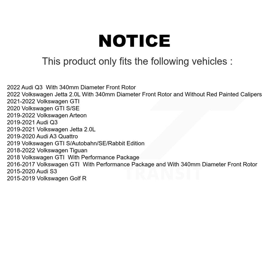 Front Brake Rotor & Ceramic Pad Kit For Volkswagen Tiguan Jetta Audi Q3 GTI Golf R Arteon K8C-100046