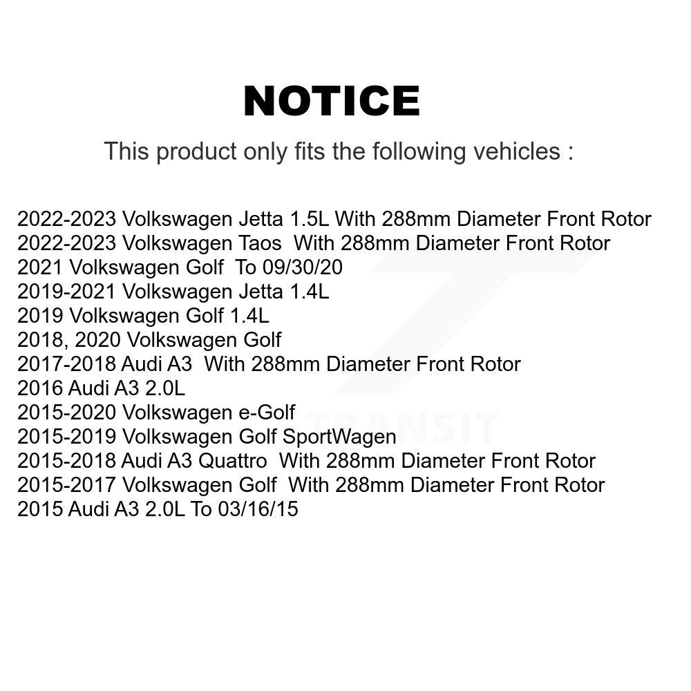 Front Disc Brake Rotors Ceramic Pad Kit For Volkswagen Jetta Golf SportWagen Taos Audi A3 K8C-100050