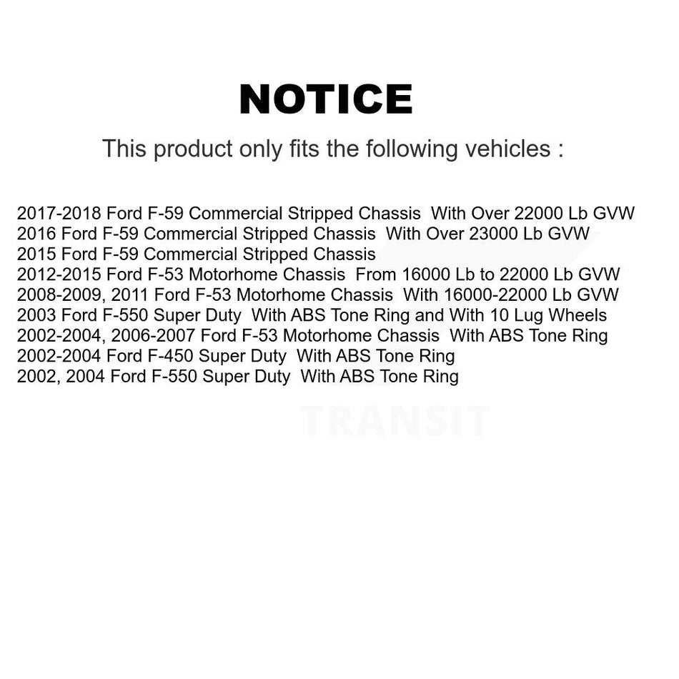 Rear Disc Brake Rotors And Ceramic Pads Kit For Ford F59 F-550 Super Duty F-450 F-53 Motorhome Chassis F-59 Commercial Stripped K8C-101651