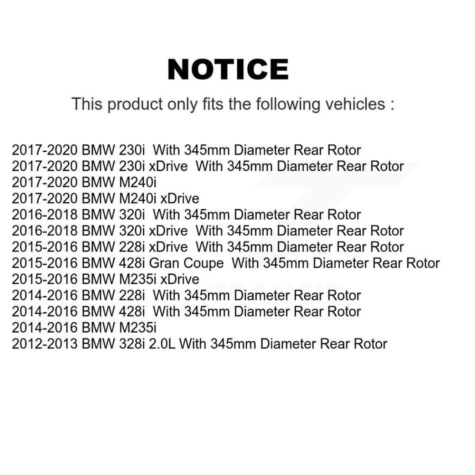 Rear Disc Brake Rotors And Ceramic Pads Kit For BMW 328i 428i 320i xDrive 228i M235i 230i Gran Coupe M240i K8C-101777