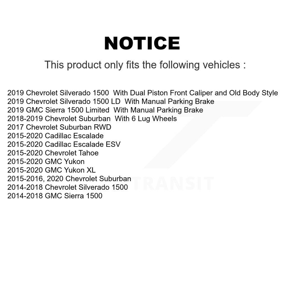 Rear Brake Rotor & Ceramic Pad Kit For Chevrolet GMC Silverado 1500 Sierra Tahoe Yukon XL K8C-101950