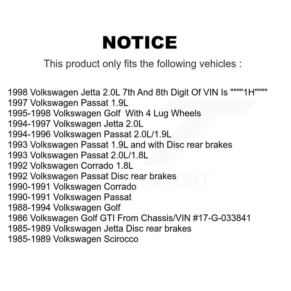 Rear Disc Brake Rotors Hub Assembly And Ceramic Pads Kit For Volkswagen Jetta Golf Passat Corrado Scirocco K8C-102721