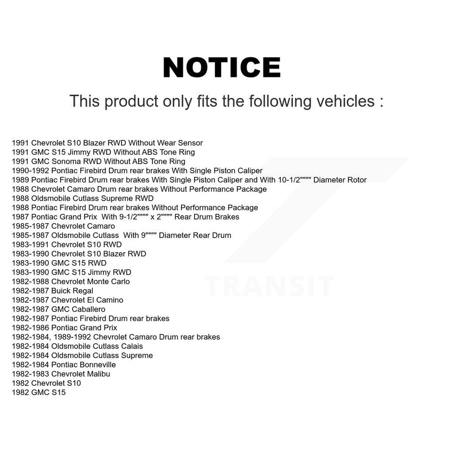 Front Rear Brake Rotors Ceramic Pad Drum Kit (7Pc) For Chevrolet S10 Camaro Pontiac Monte Carlo GMC Firebird Blazer El Camino Buick Regal S15 Oldsmobile Cutlass Supreme Jimmy K8C-102741