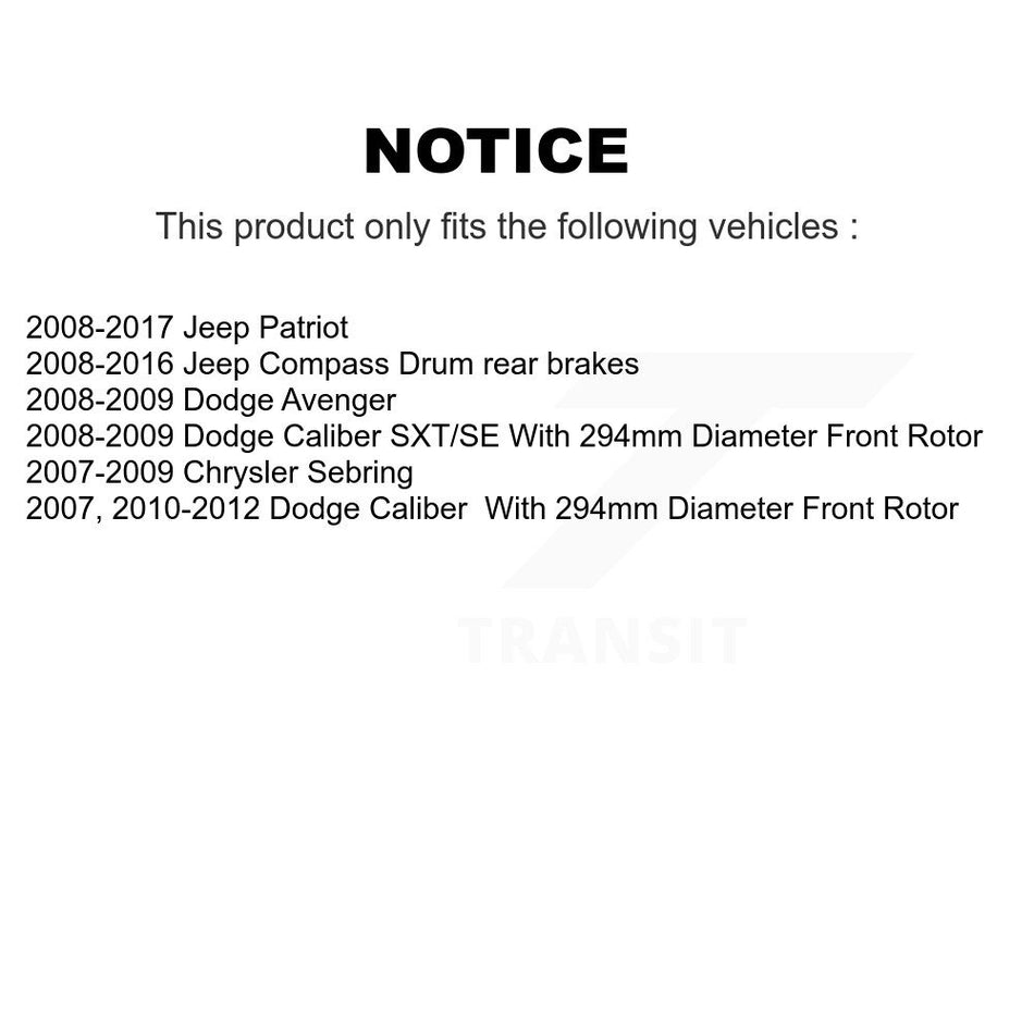 Front Rear Disc Brake Rotors Ceramic Pads And Drum Kit (9Pc) For Jeep Patriot Compass Dodge Caliber Chrysler Sebring Avenger K8C-102879