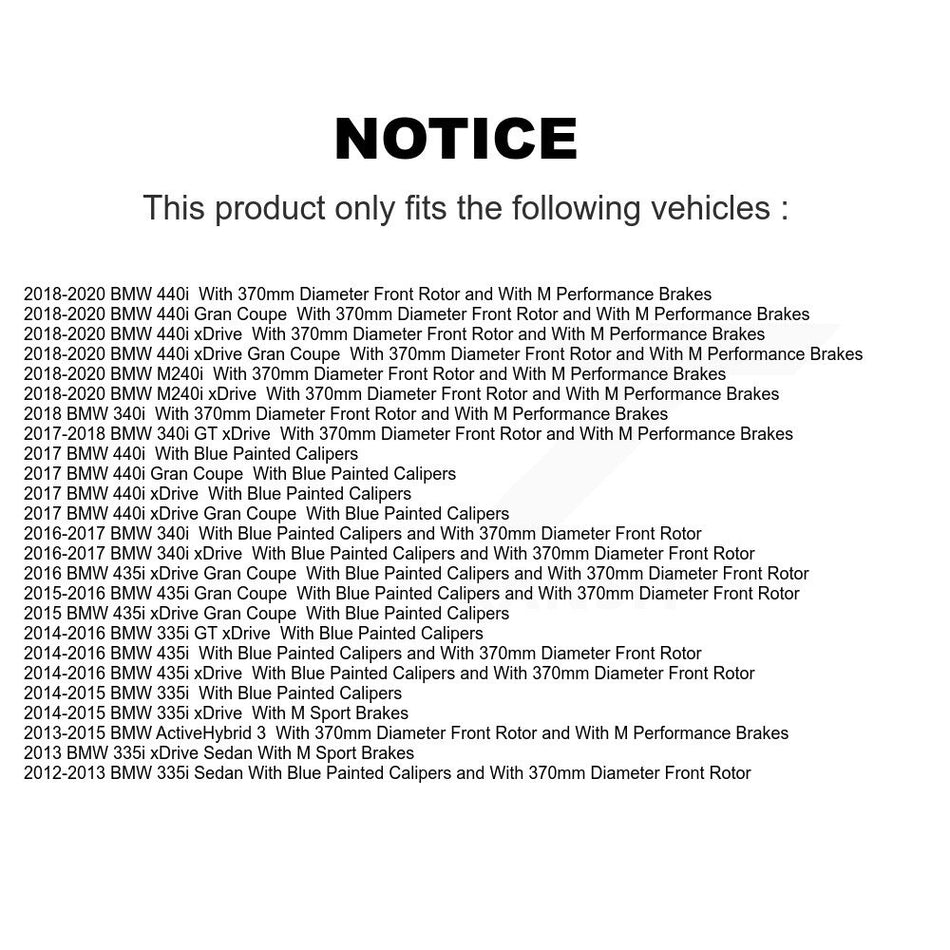 Front Disc Brake Rotors And Ceramic Pads Kit For BMW 335i xDrive 435i 330i 340i 230i 440i Gran Coupe GT M240i ActiveHybrid 3 K8C-102992