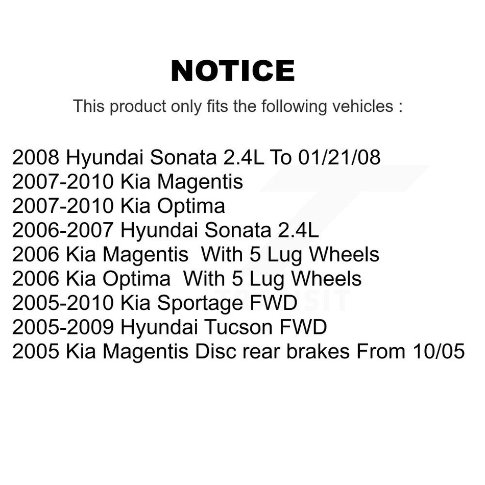Rear Disc Rotors Ceramic Pads & Parking Shoes Kit For Hyundai Tucson Kia Sportage Sonata K8C-103948