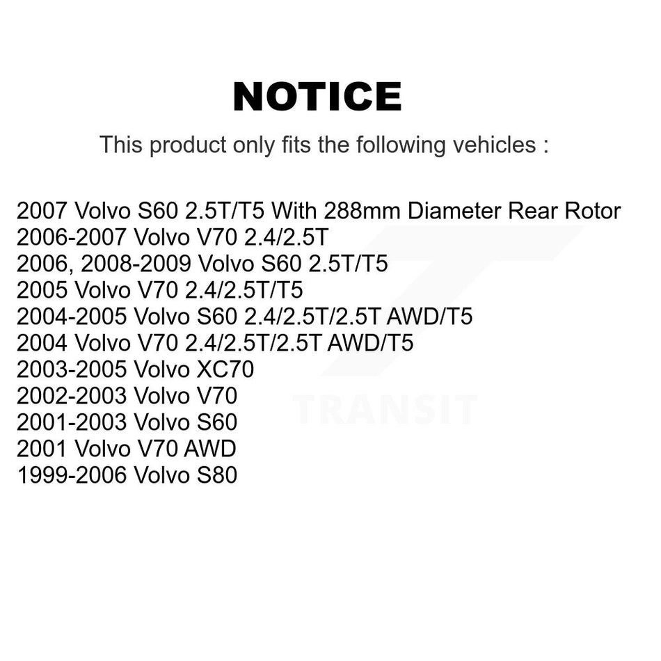 Rear Disc Rotors Ceramic Pads And Parking Brake Shoes Kit For Volvo XC70 S80 K8C-104081