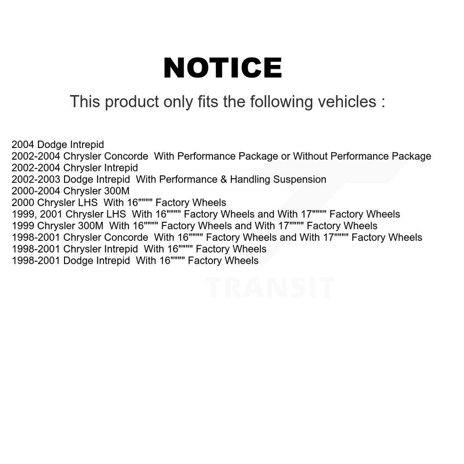 Front Rear Disc Brake Rotor Ceramic Pad Kit For Chrysler Intrepid Dodge 300M Concorde LHS K8C-104561