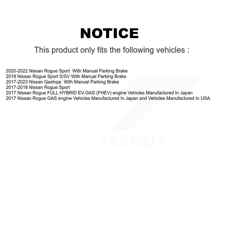 Rear Disc Rotors Ceramic Pads Parking Brake Shoes And Hardware Kit For Nissan Rogue Sport K8C-104777