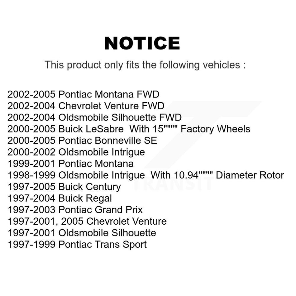 Front Brake Rotor And Semi-Metallic Pad Kit For Buick LeSabre Century Pontiac Grand Prix Chevrolet Venture Regal Oldsmobile Montana Bonneville Intrigue Silhouette Trans Sport K8F-100014