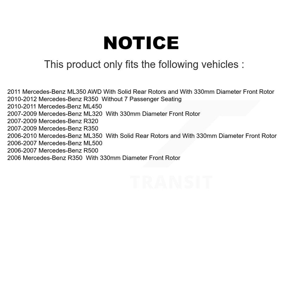 Front Disc Brake Rotors And Semi-Metallic Pads Kit For Mercedes-Benz ML350 R350 ML500 ML320 R500 R320 ML450 K8F-100444