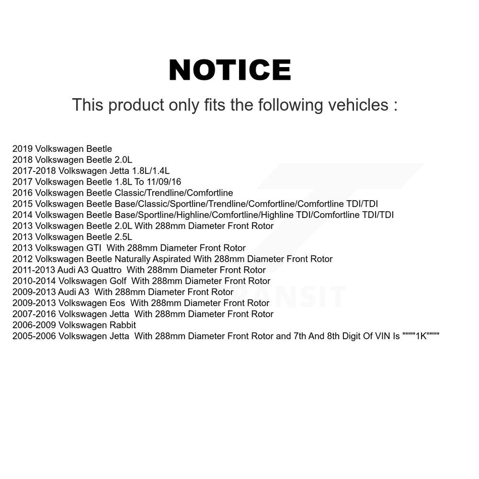 Front Disc Brake Rotors And Semi-Metallic Pads Kit For Volkswagen Jetta Beetle Golf Rabbit Eos Audi A3 GTI Quattro K8F-100447