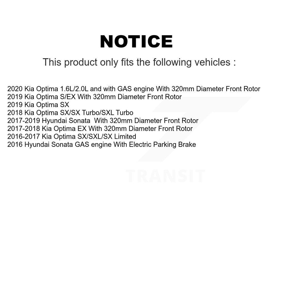Front Disc Brake Rotors And Semi-Metallic Pads Kit For Hyundai Sonata Kia Optima K8F-100580