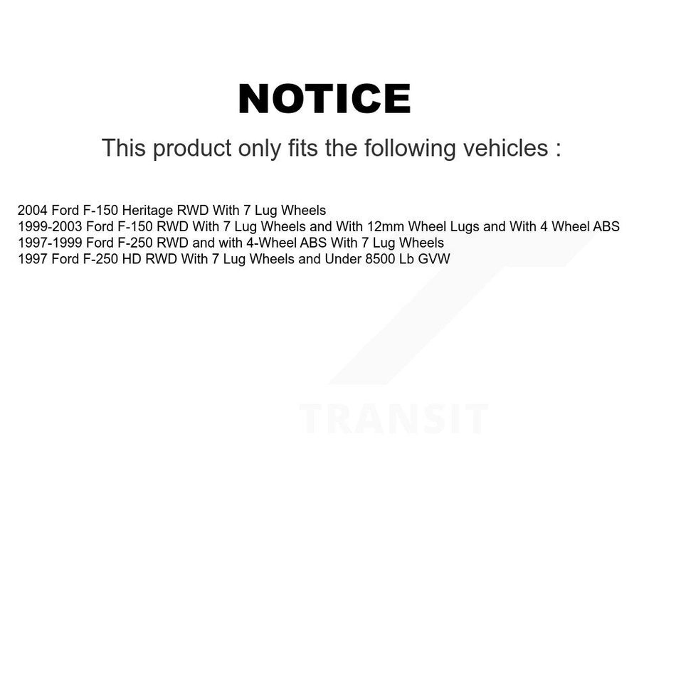 Front Disc Brake Rotors Hub Assembly And Semi-Metallic Pads Kit For Ford F-150 F-250 HD Heritage K8F-100680