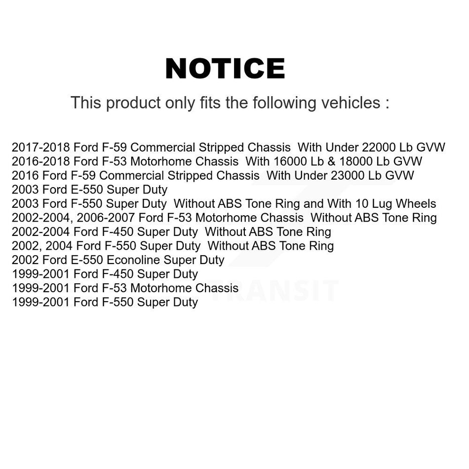 Rear Disc Brake Rotors And Semi-Metallic Pads Kit For Ford F59 E-550 Super Duty F-550 F-450 F-53 Motorhome Chassis Econoline F-59 Commercial Stripped K8F-101582