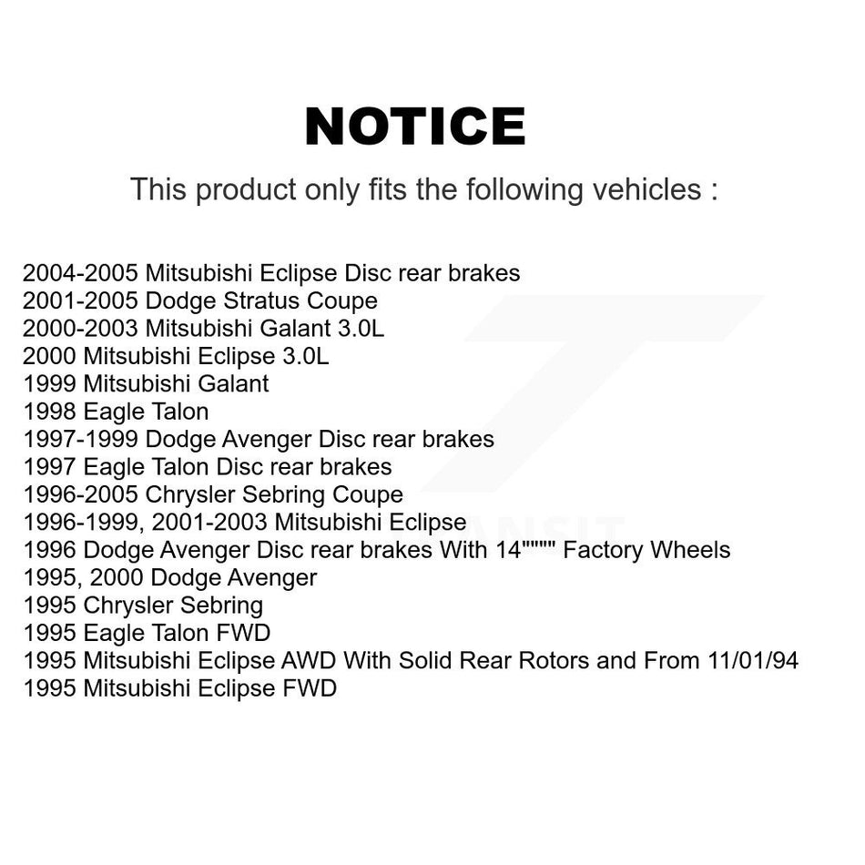 Rear Disc Brake Rotors And Semi-Metallic Pads Kit For Mitsubishi Chrysler Sebring Dodge Eclipse Stratus Galant Avenger Eagle Talon K8F-101641