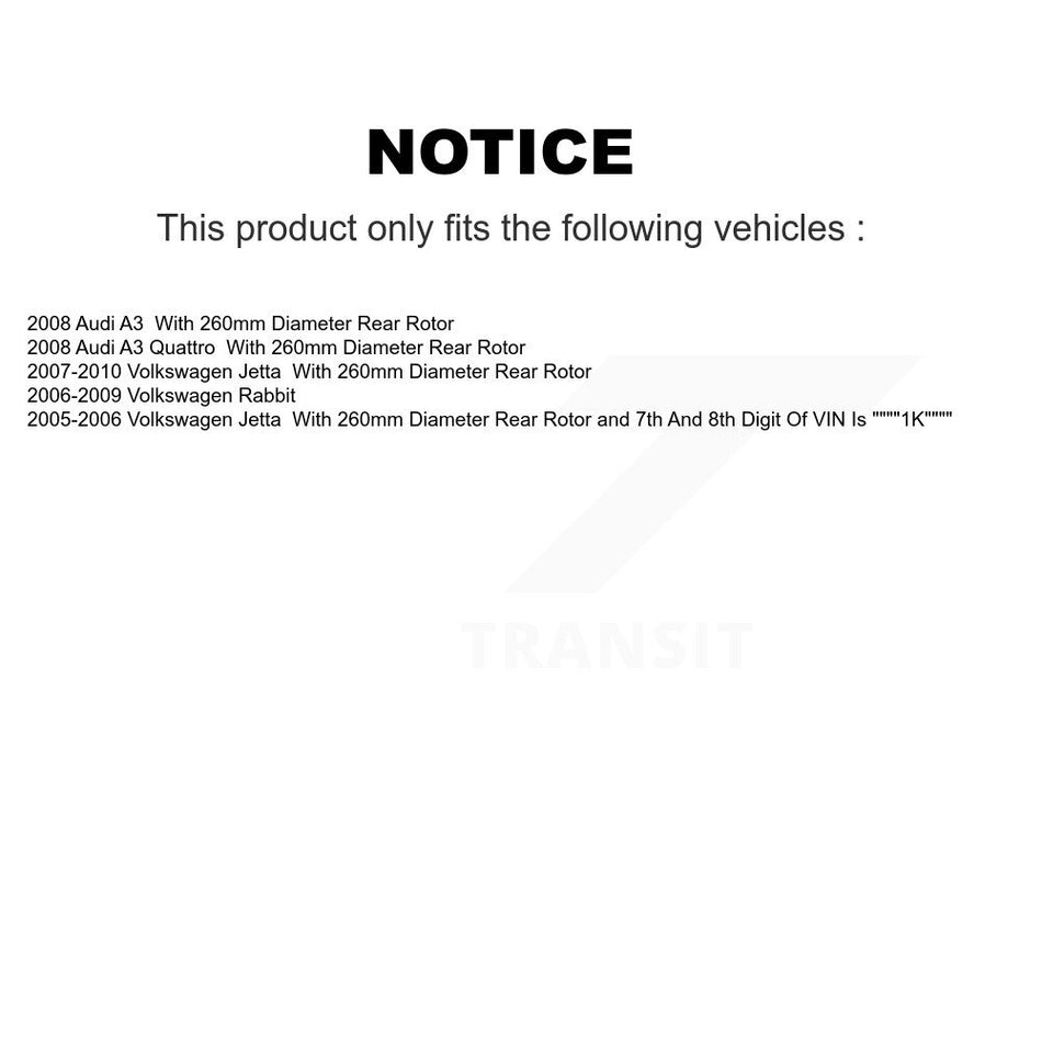 Rear Disc Brake Rotors And Semi-Metallic Pads Kit For Volkswagen Jetta Rabbit Audi A3 Quattro K8F-101820