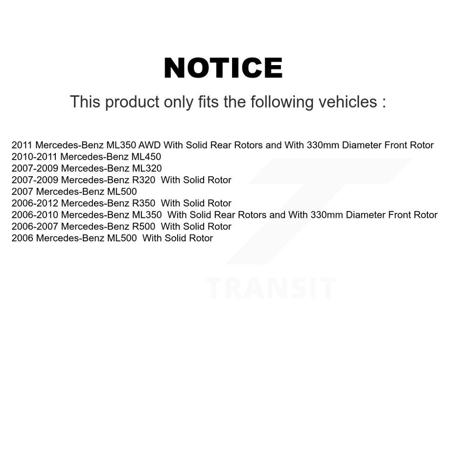 Rear Disc Brake Rotors And Semi-Metallic Pads Kit For Mercedes-Benz ML350 R350 ML500 ML320 R500 R320 ML450 K8F-101823