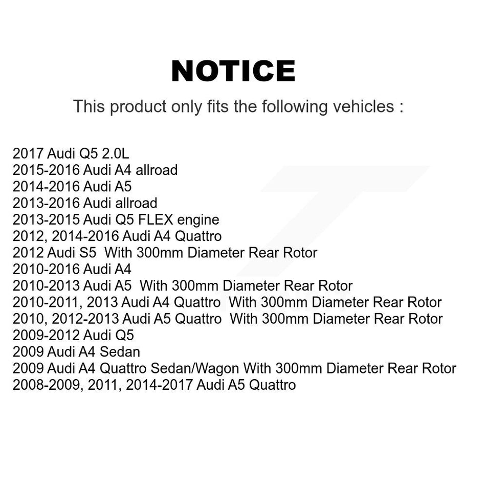 Rear Disc Brake Rotors And Semi-Metallic Pads Kit For Audi Q5 A4 Quattro A5 allroad S5 K8F-101885
