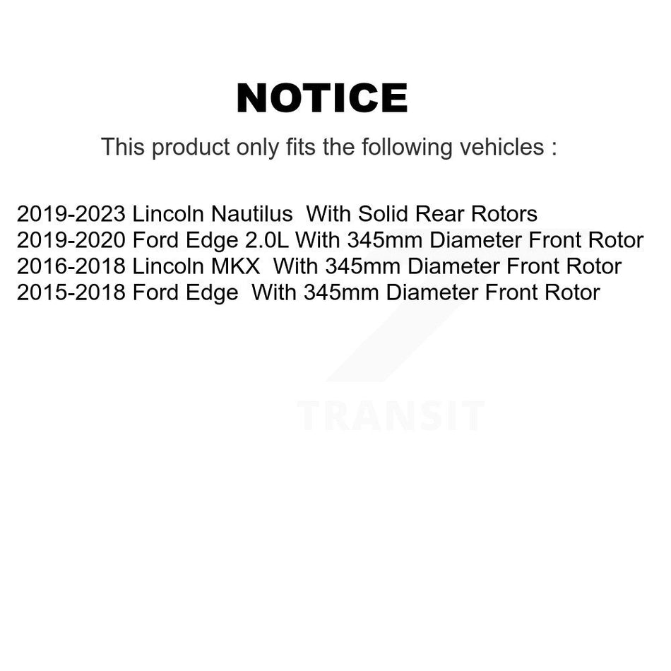 Front Disc Brake Rotors And Semi-Metallic Pads Kit For Ford Edge Lincoln MKX Nautilus K8F-102245