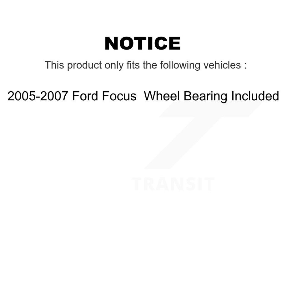 Front Rear Disc Brake Rotors Semi-Metallic Pads And Drum Kit (9Pc) For 2005-2007 Ford Focus Wheel Bearing Includes K8F-102431