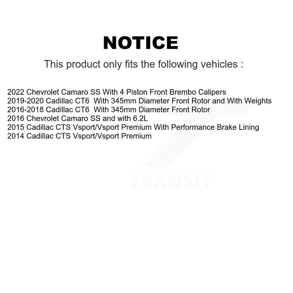 Front Disc Brake Rotors And Semi-Metallic Pads Kit For Cadillac CTS Chevrolet Camaro CT6 K8F-102641