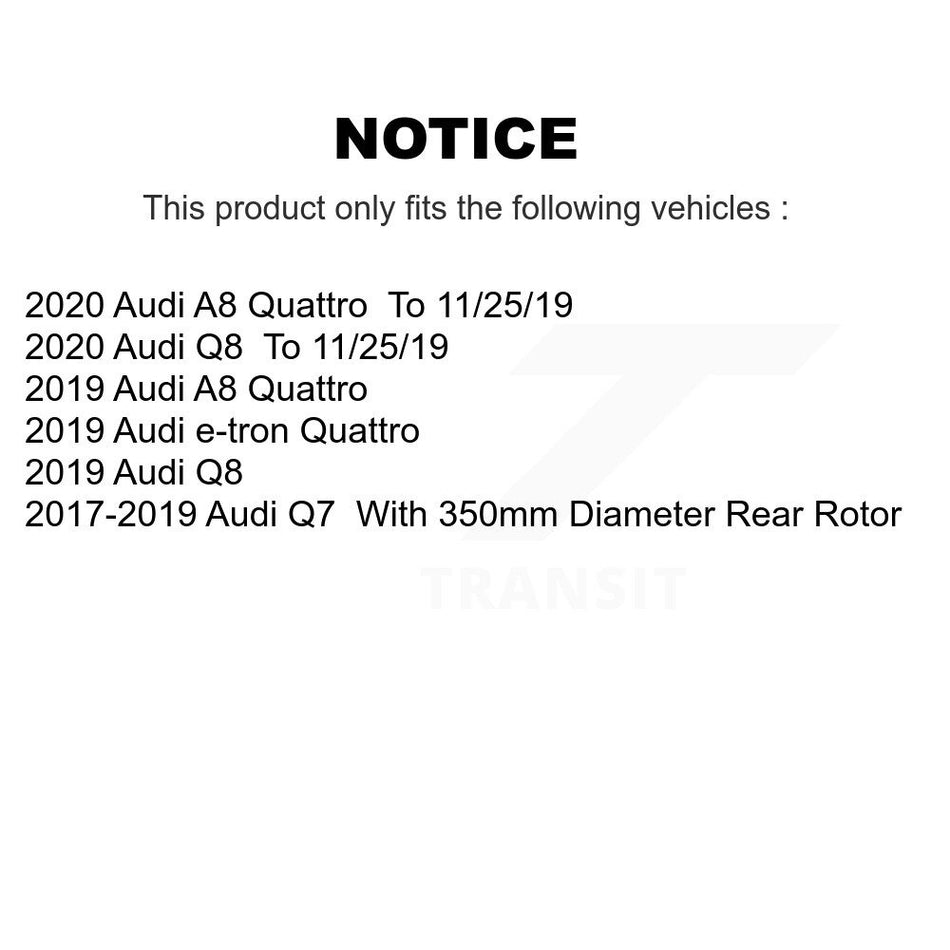 Rear Disc Brake Rotors And Semi-Metallic Pads Kit For Audi Q7 Q8 With 350mm Diameter Rotor Without Ceramic Composite Brakes K8F-103599