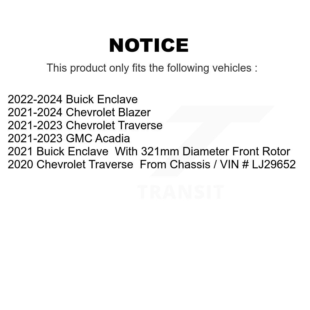 Front Brake Rotors & Semi-Metallic Pad Kit For Chevrolet Traverse Blazer GMC Acadia Buick K8F-104041