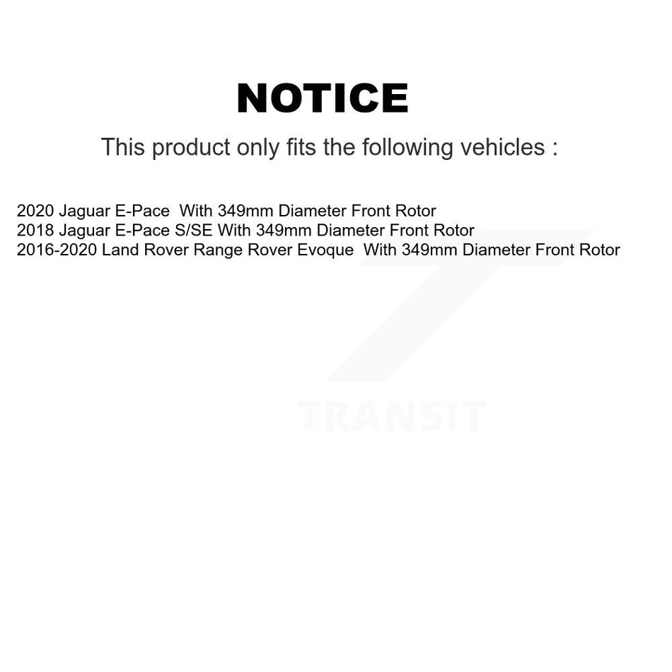 Front Disc Brake Rotors & Semi-Metallic Pad Kit For Land Rover Range Evoque Jaguar E-Pace K8F-104226