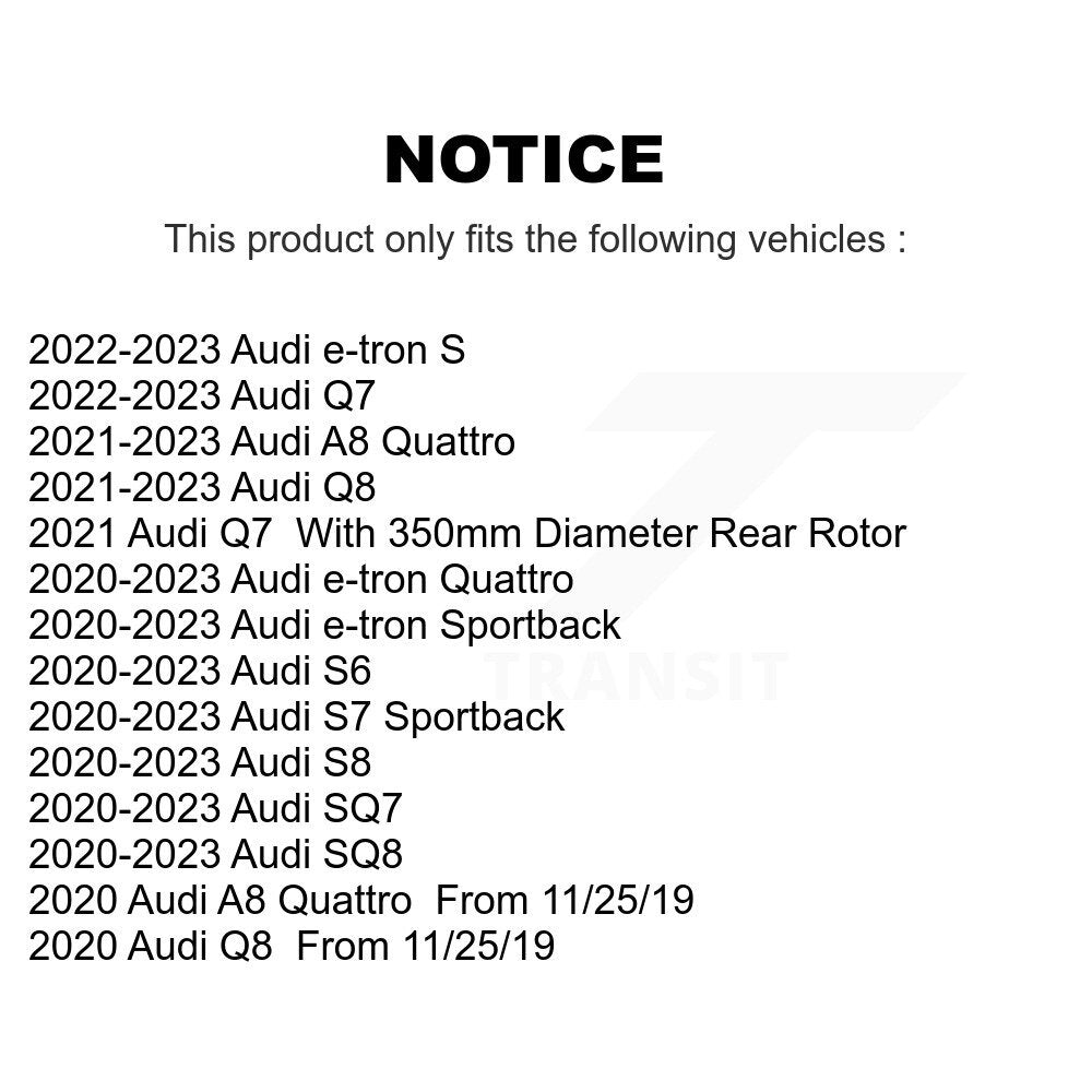 Rear Brake Rotor Semi-Metallic Pad Kit For Audi Q7 Q8 e-tron Quattro SQ8 Sportback SQ7 S6 K8F-104293
