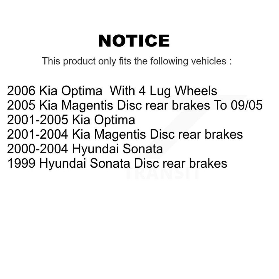 Rear Disc Rotors Semi-Metallic Pads Parking Brake Shoes Kit For Hyundai Sonata Kia Optima K8F-104464