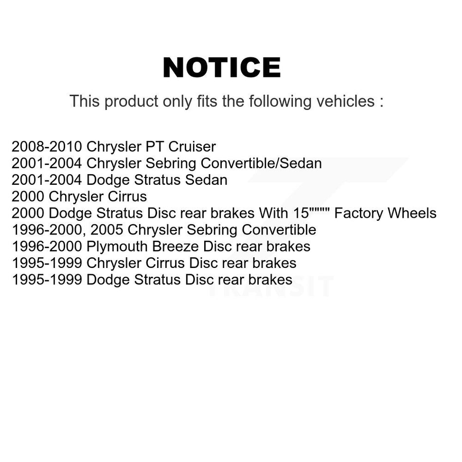 Rear Disc Rotors Semi-Metallic Pads And Parking Shoes Kit For Chrysler Sebring PT Cruiser K8F-104625
