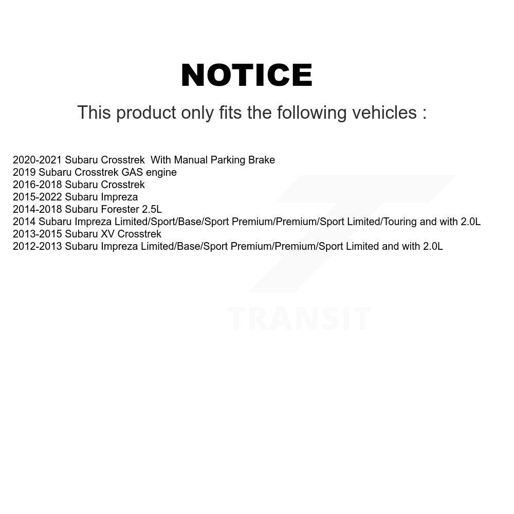 Rear Disc Rotors Semi-Metallic Pads Parking Shoes & Hardware Kit For Subaru Crosstrek XV K8F-104893