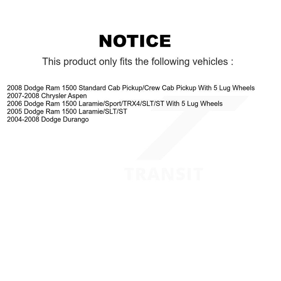 Rear Disc Rotors Semi-Metallic Pads Parking Shoes Hardware Kit For Dodge Ram 1500 Durango K8F-104965