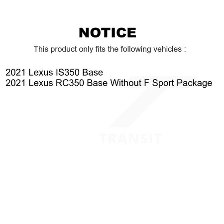 Front Rear Disc Brake Rotor & Semi-Metallic Pad Kit (6Pc) For 2021 Lexus IS350 RC350 Base K8F-105414