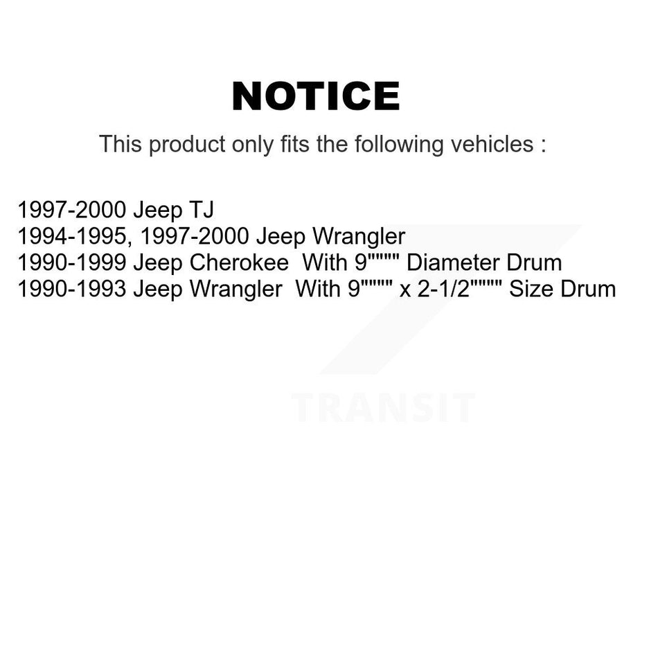 Rear Brake Drum Shoes Kit For Jeep Wrangler Cherokee K8N-100071