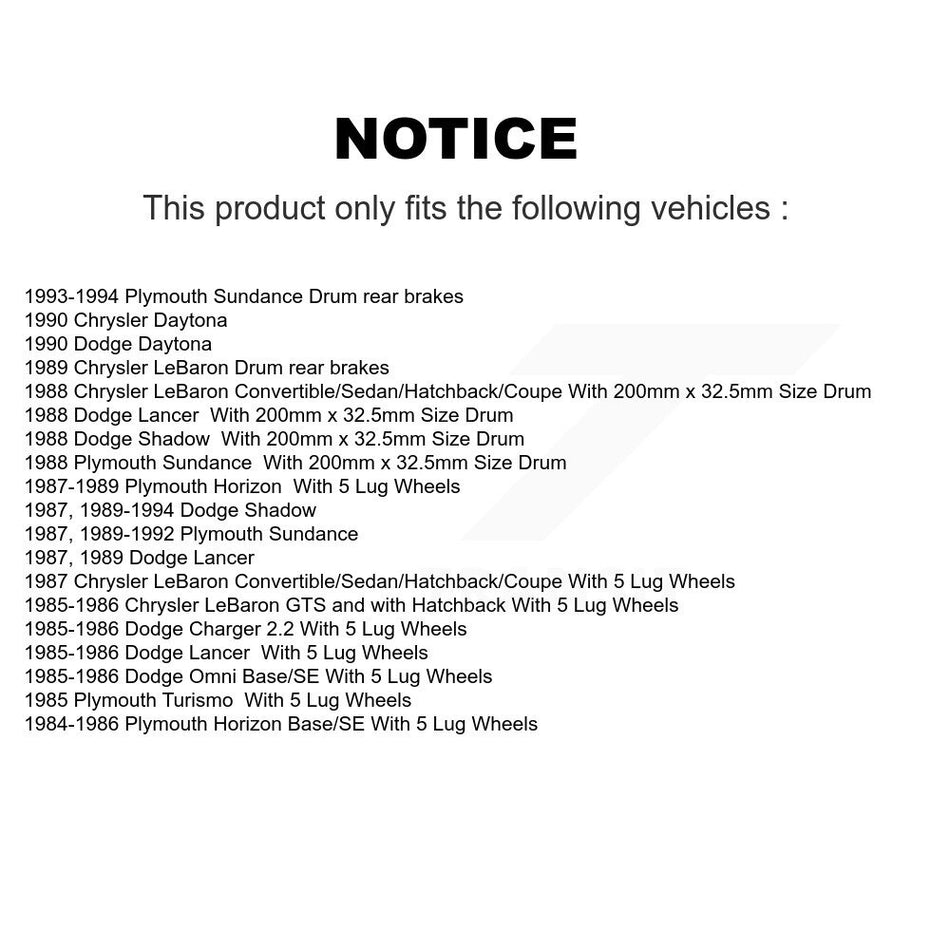 Rear Brake Drum Shoes Spring Kit For Chrysler LeBaron Dodge Shadow Plymouth Sundance Omni K8N-100294